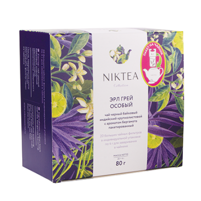 Чай чёрный Niktea Earl Grey Special (Эрл Грей Особый), саше на чайник 20x4 гр.