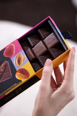 Ассорти мини плиточного шоколада ChocoMe PT21301 Малина, манго, ореховый пралине, 115г.