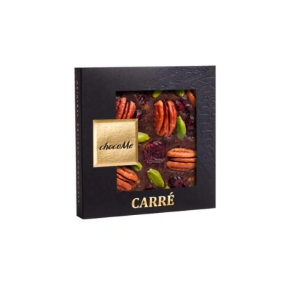 Горький шоколад ChocoMe 50F101, Орех пекан, брусника, фисташки Бронте, корица, 50 г